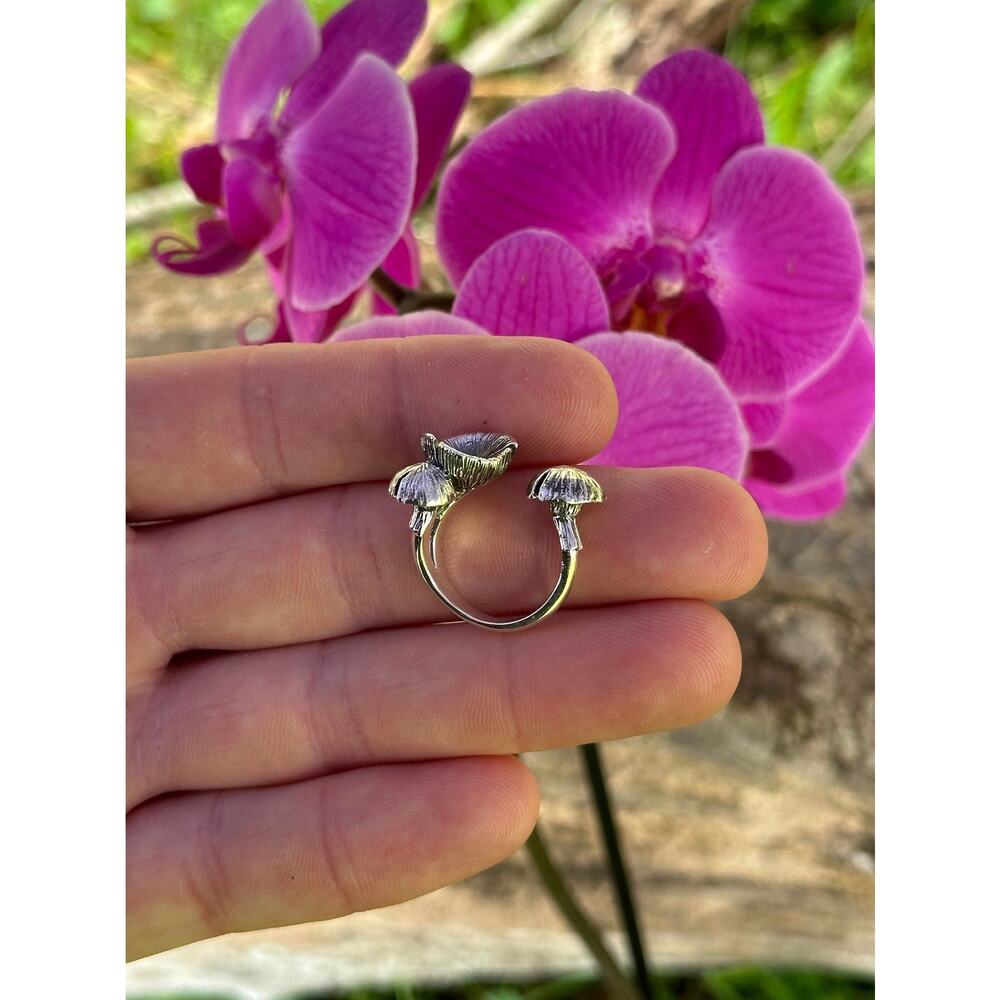 Sterling Silver Adjustable Three Dimensional Mush… - image 2